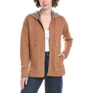 Incashmere Womens In2 By  Hooded Cashmere-Blend Jacket, Brown
